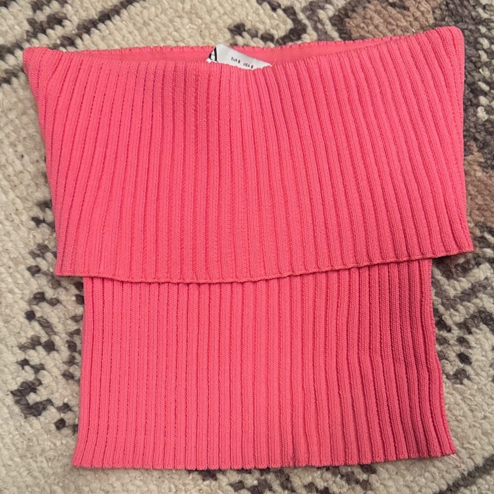 Zara Pink Ribbed Knit Tube Top